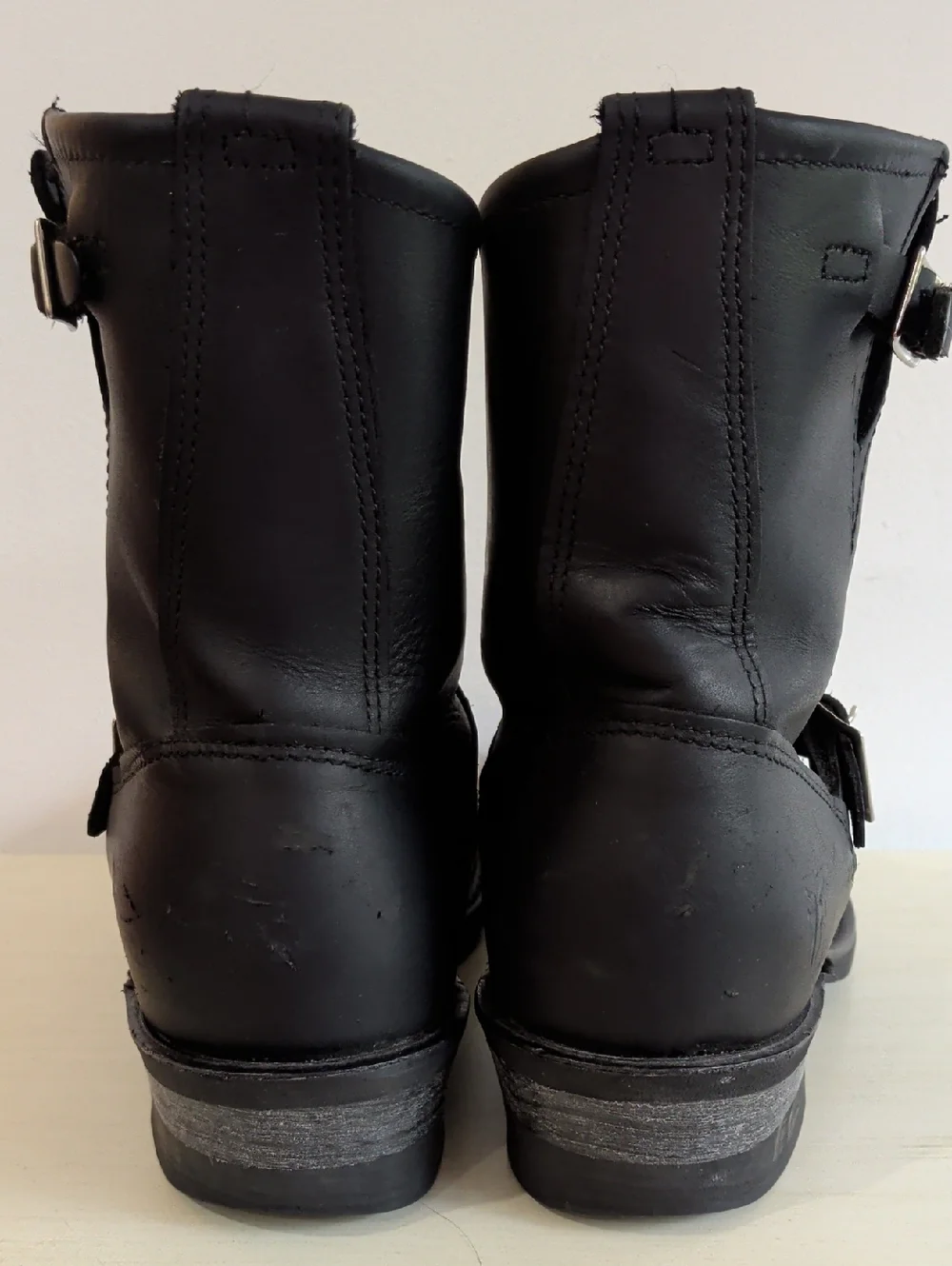 Frye Black Leather Moto Boots With Silver Buckles Size 9 Women's - Picture 5 of 12
